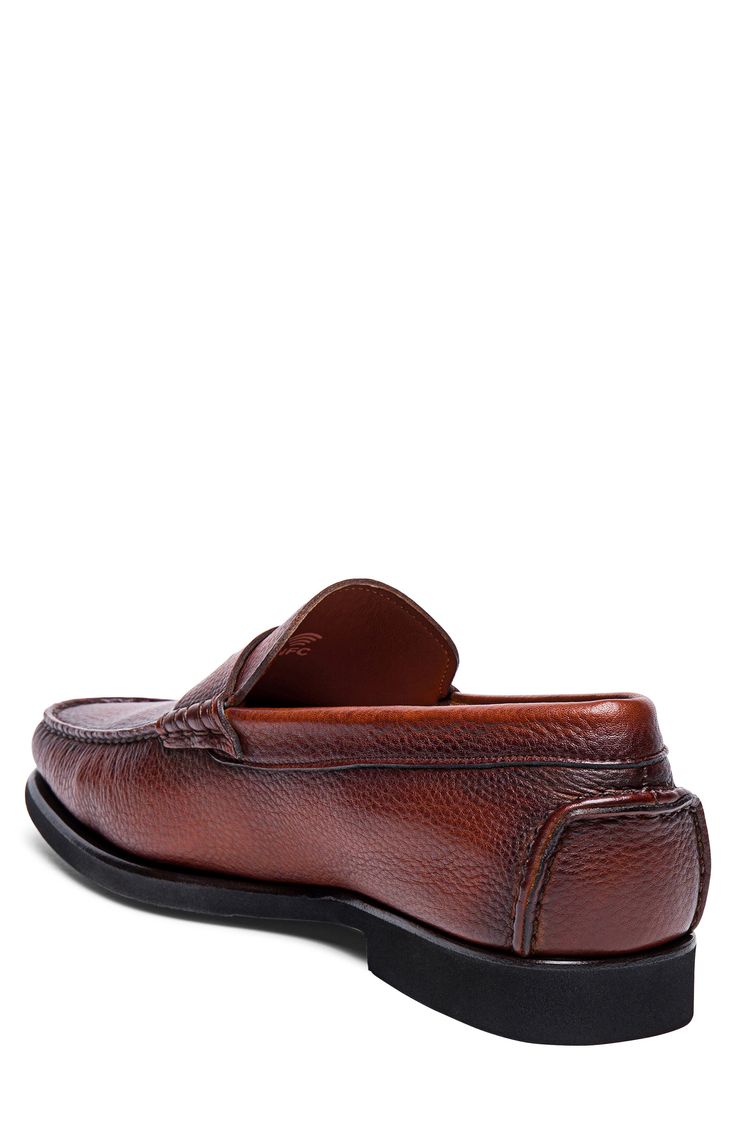 Finely textured leather enriches a classic Italian loafer built using Blake construction for lasting appeal and a cushioned leather footbed for comfort. Leather upper, lining and sole Made in Italy Luxury Leather Slip-ons, Formal Slip-on Moccasins With Leather Lining, Formal Plain Toe Moccasins With Textured Sole, Classic Slip-ons With Textured Sole And Moc Toe, Classic Slip-on Moccasins With Textured Sole, Formal Moccasins With Branded Insole And Moc Toe, Formal Moccasins With Moc Toe And Branded Insole, Classic Brown Loafers With Textured Sole, Office Moccasins With Textured Sole And Moc Toe