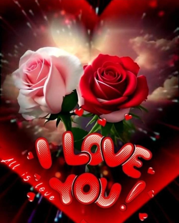 two roses in the shape of a heart with i love you written on it,