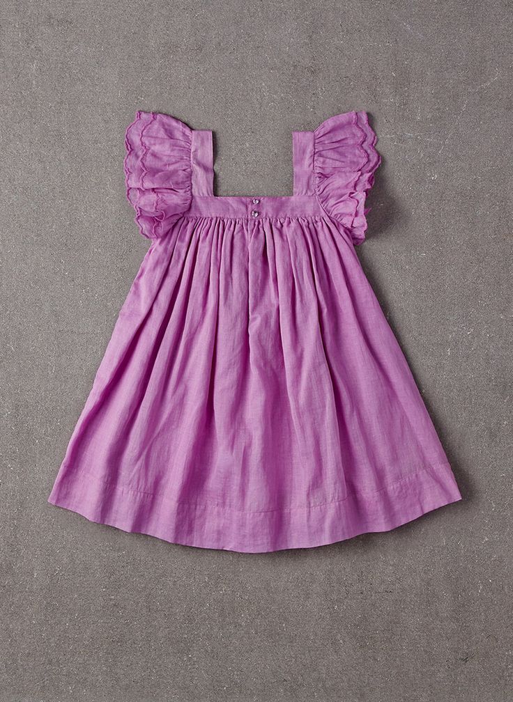 Nellystella Chloe Dress in Lavender Magenta 100% cotton A-line dress A Line Frock, Girls Velvet Dress, Baby Dress Embroidery, Baby Dress Diy, Cotton Frocks For Kids, Baby Summer Dresses, Kids Dress Collection, Baby Frock Pattern