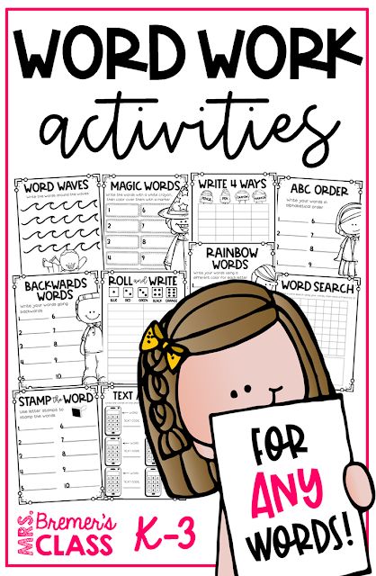 the word work activities for students to use in their writing and spelling skills, including