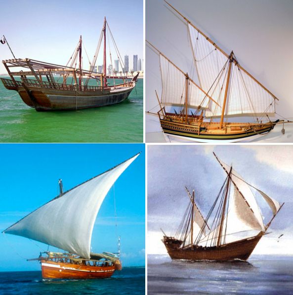 four pictures of ships in different stages of being used to build sailboats and boats