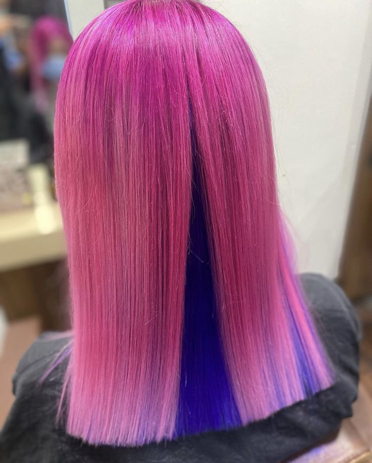 Blue And Pink Peekaboo Hair, Pink Peekaboo Hair, Blue Peekaboo, Pink And Blue Hair, Peekaboo Hair, Creative Hair Color, Creative Hair, Pink Bottom, Hair Dresser