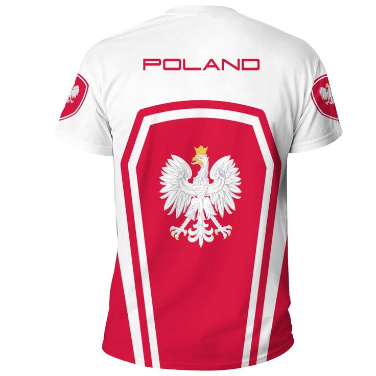 Poland Formula One T ShirtDescription Our Unisex T-shirt is made of a premium polyester blend, offering maximum comfort with a soft feel. It boasts an all-over print design created through a high-definition heat-dye application that ensures vibrant and long-lasting colors even after multiple washes. This T-shirt’s fabric is durable and resistant to wrinkles, shrinking, and mildew, ensuring its longevity. The thread line color is limited to black or white. Every T-shirt is custom printed, cut, an Crew Neck Tops With All Over Print For Sports, Graphic Tee With All Over Print For Fans, Graphic Tee With Sublimation Print For Sports Events, White Sublimation Print Tops For Sports Events, Sports Printed T-shirt, White Tops With Sublimation Print For Sports Events, Casual All Over Print T-shirt For Fans, White Jersey T-shirt For Summer, Sublimation Print Graphic Tee For Sports Events