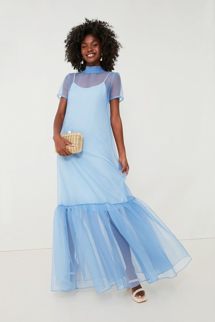 At the heart of STAUD is design. Think attention to detail, opposition to the ordinary, and a feminine aura. A blend of originality and style make this a cult-favorite brand of fashionistas and celebrities.The ultimate head-turner, the French Blue Calluna Dress is a high neck organza silhouette that exudes elegance and Chic Formal Maxi Dress By Staud, Chic Staud Maxi Dress For Evening, Staud Elegant Maxi Dress For Spring, Staud Maxi Dress For Party, Elegant Staud Maxi Dress For Spring, Elegant Staud Spring Maxi Dress, Staud Elegant Cocktail Maxi Dress, Elegant Staud Cocktail Maxi Dress, Elegant Staud Maxi Dress For Cocktail