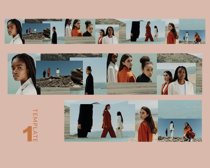 a collage of photos with people walking on the beach and one woman in an orange top