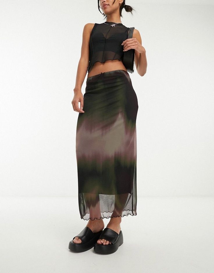 Summer Midi Skirt Outfits, Midi Skirt Outfits, Midi Rock Outfit, Low Waist Skirt, Mesh Midi Skirt, Boho Rock, Midi Skirt Outfit, Rock Outfit, Skirt Midi