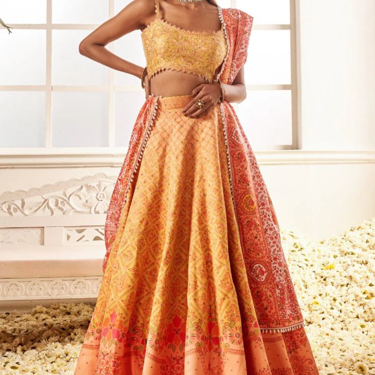 Fits Like Size 6-8, Size Guide From Lashkaara Website, Size Small Brand New, Only Worn To Try On, Never Worn To An Event Yellow Silk Sets For Reception, Yellow Anarkali Set With Bandhani Print, Yellow Silk Choli With Resham Embroidery, Yellow Silk Lehenga With Resham Embroidery, Yellow Bandhani Print Traditional Wear, Yellow Art Silk Dresses With Resham Embroidery, Yellow Resham Embroidery Art Silk Dress, Bollywood Yellow Bandhani Anarkali Set, Yellow Wedding Dress With Pallu