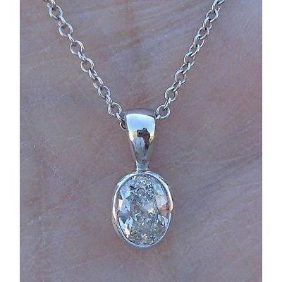 Beautiful Bezel Set Oval Cut Diamond Necklace Pendant White Gold 14K Pendant Oval Diamond Solitaire, Diamond Pendants Designs, Diamond Earrings Studs Round, Dainty Diamond Necklace, Diamond Pendants, Simple Diamonds, Diamond Necklaces, Diamond Jewelry Designs, Bezel Set Diamond