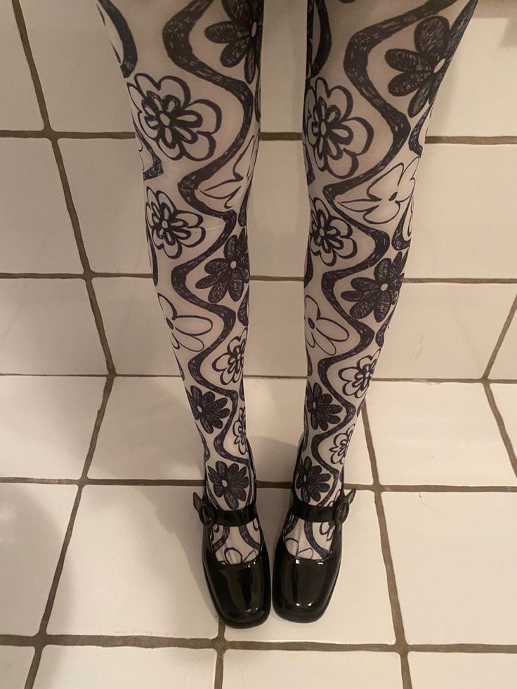 Cool, Funky, Fun Tights #blackandwhite #tights #black #flowers #funky #fashion #aesthetic #1 #fashionisart #style #unique #fun #itgirl #70s Weird Tights, Funky Tights Outfits, Statement Tights, Unique Tights, Patterned Tights Outfit, Fun Tights, Retinol Benefits, Funky Tights, Cool Tights