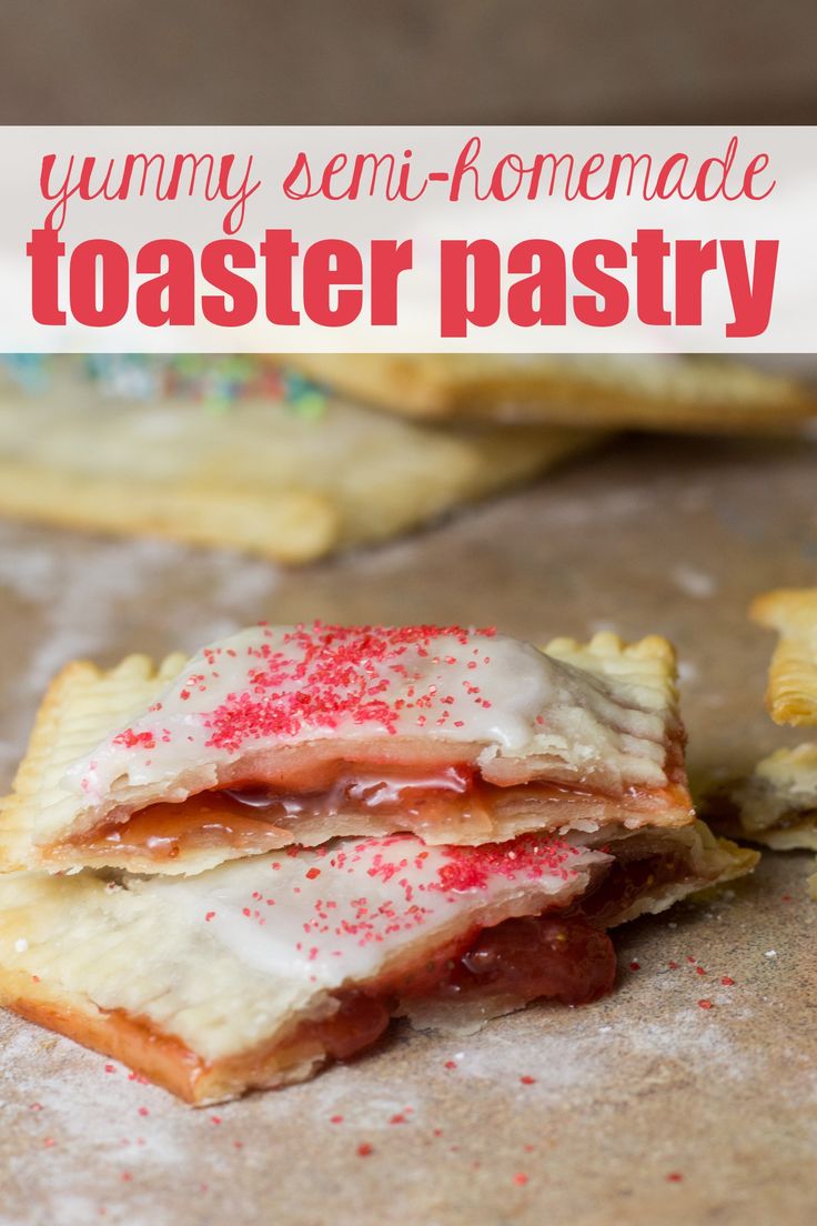 homemade toaster pastry with red and white sprinkles