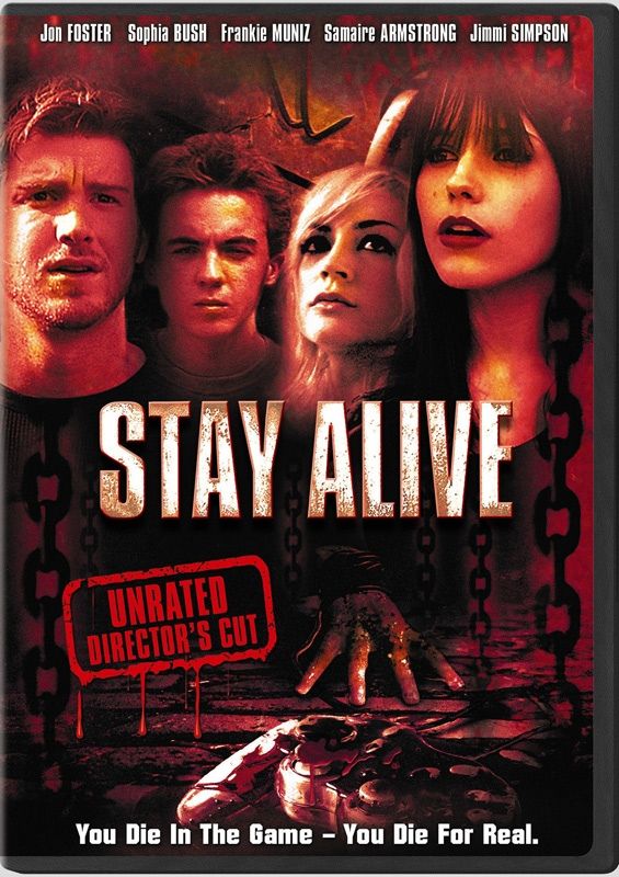 the movie poster for stay alive, starring actors from two different films and characters in chains