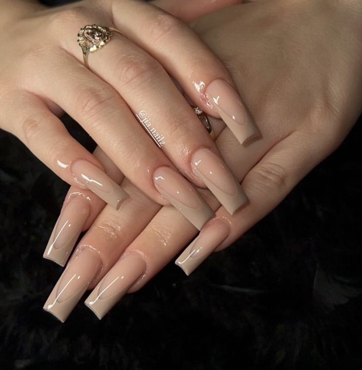 Rounded French Manicure, Nude Baddie Nails, Classy Baddie, Long Square Nails, Latest Nail Trends, Nude Nail Designs, Baddie Nails, Casual Nails, Work Nails