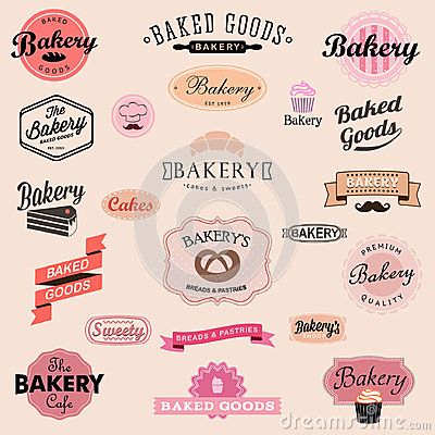 set of bakery labels and emblems