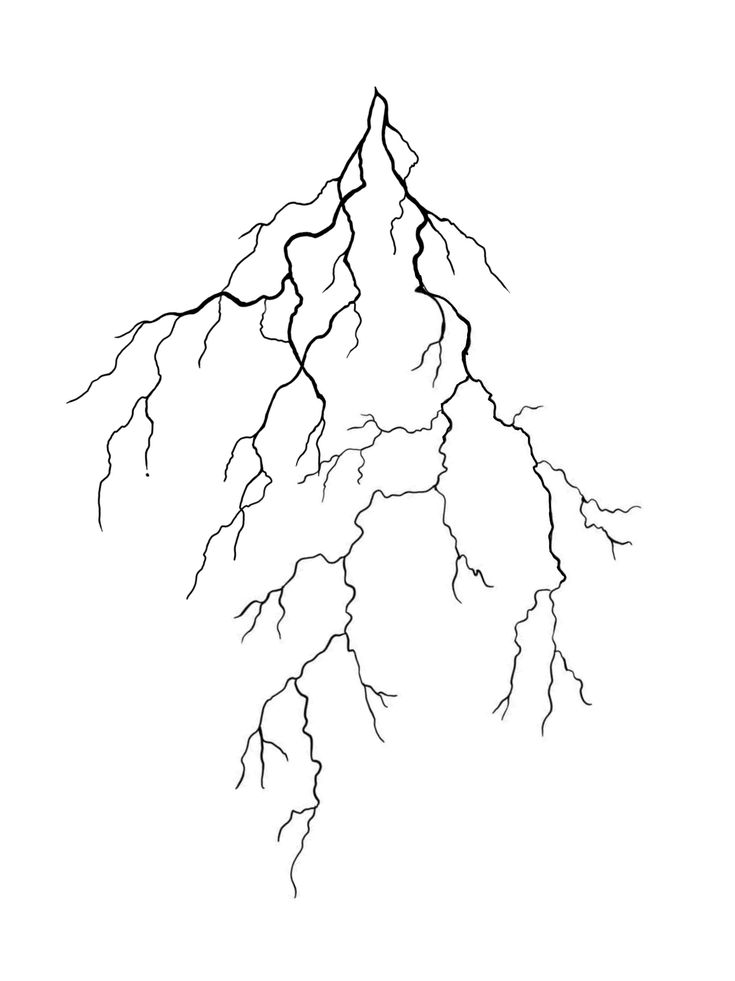 a black and white drawing of a lightning bolt on a white background with room for text