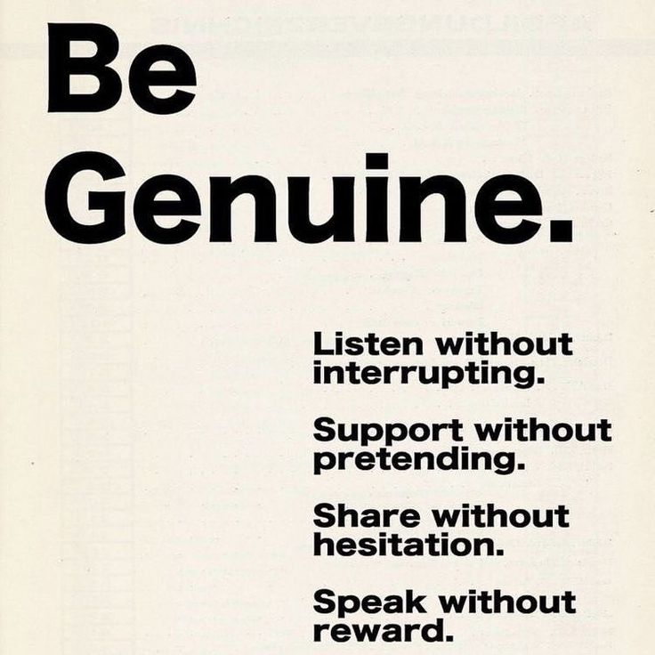 an advertisement with the words be genuine written in black