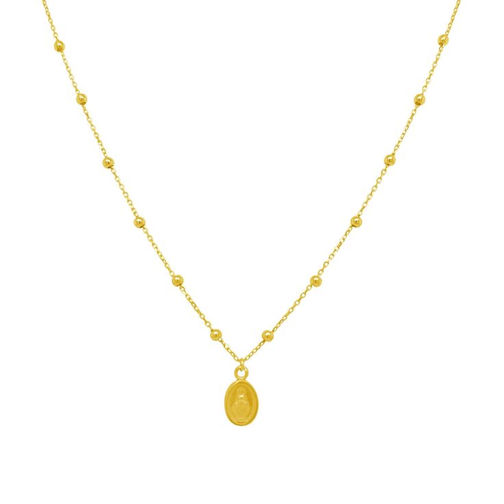 Petite Miraculous Medal Bead Necklace - Lindsey Leigh Jewelry Yellow Gold Pendant Charm Necklace With Satellite Chain, Yellow Gold-plated Necklaces With Tiny Beads, Yellow Gold Plated Necklaces With Tiny Beads, Yellow Gold Plated Necklace With Tiny Beads, 14k Gold Filled Yellow Gold Necklaces With Gold Beads, 14k Yellow Gold Necklaces With Tiny Beads, 14k Yellow Gold Necklace With Tiny Beads, 14k Yellow Gold Charm Necklace With Satellite Chain, 14k Yellow Gold Satellite Chain Charm Necklace