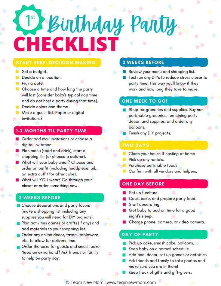 the birthday party checklist is shown in this printable