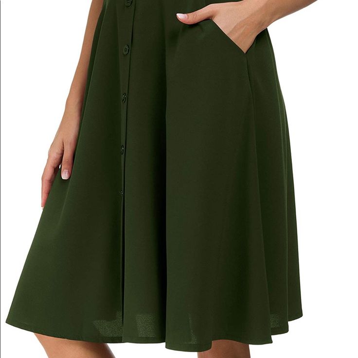 Material:100 % Polyester.Soft Fabric And Comfortable Touch, Not Easily Deformed. Causal Pleated Midi Skirt With Two Pocket On Side,Button Front As A Decoration, Back Elastic Waistband, Unlined. Classical A-Line Solid Color Single Breasted Skirt Knee Length Shows Elegant And Intellectuality. Never Worn Green Is Lighter Than Photo Knee-length Summer Skirt With Button Closure, Summer Knee-length Skirt With Button Closure, Solid Color Knee-length Skirt With Button Closure, Knee-length Solid Skirt With Button Closure, Knee-length Denim Skirt With Button Closure, Solid Knee-length Skirt With Button Closure, Knee-length Skirt With Button Closure, Elegant Button-up Summer Skirt, Solid Knee-length Skirt With Buttons