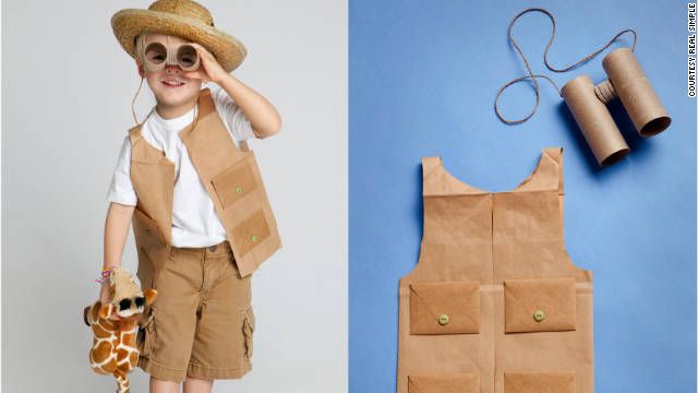 a boy in a hat, vest and sunglasses next to an image of a paper bag