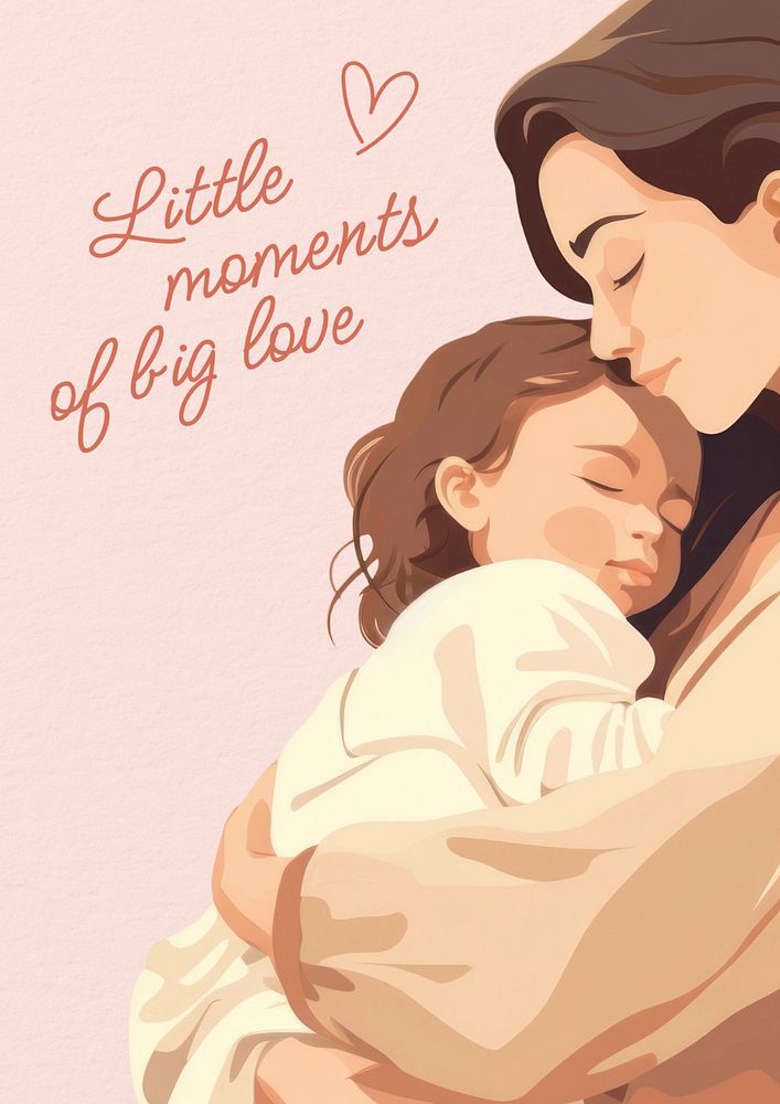 a woman holding a baby in her arms with the words, little moments of big love