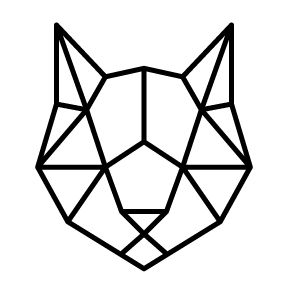 a geometric black and white image of a cat's head