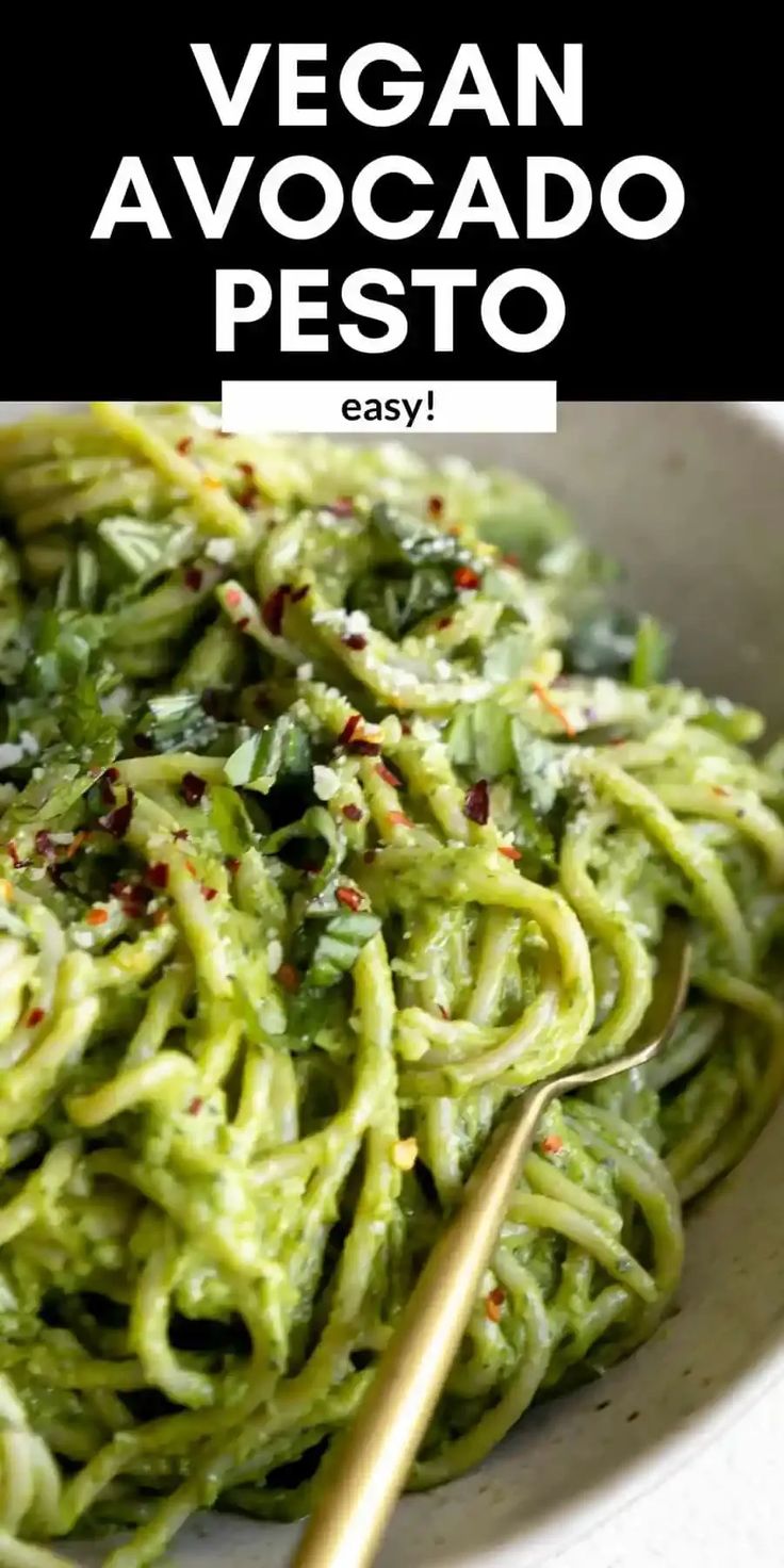 a white bowl filled with pesto pasta