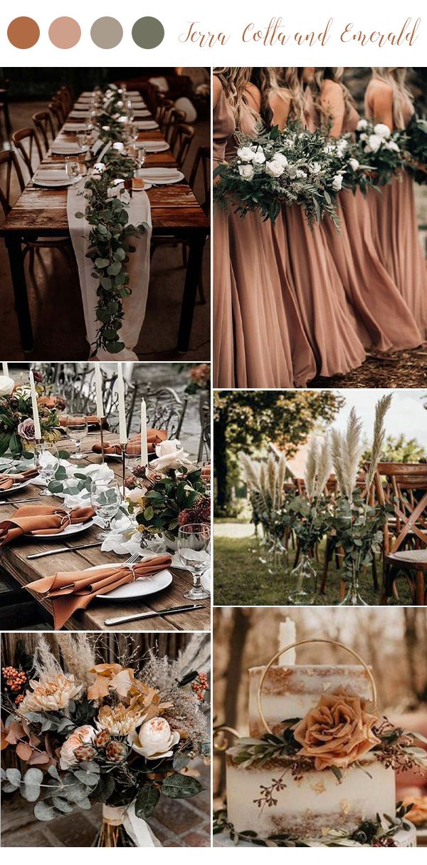 a collage of different wedding color schemes