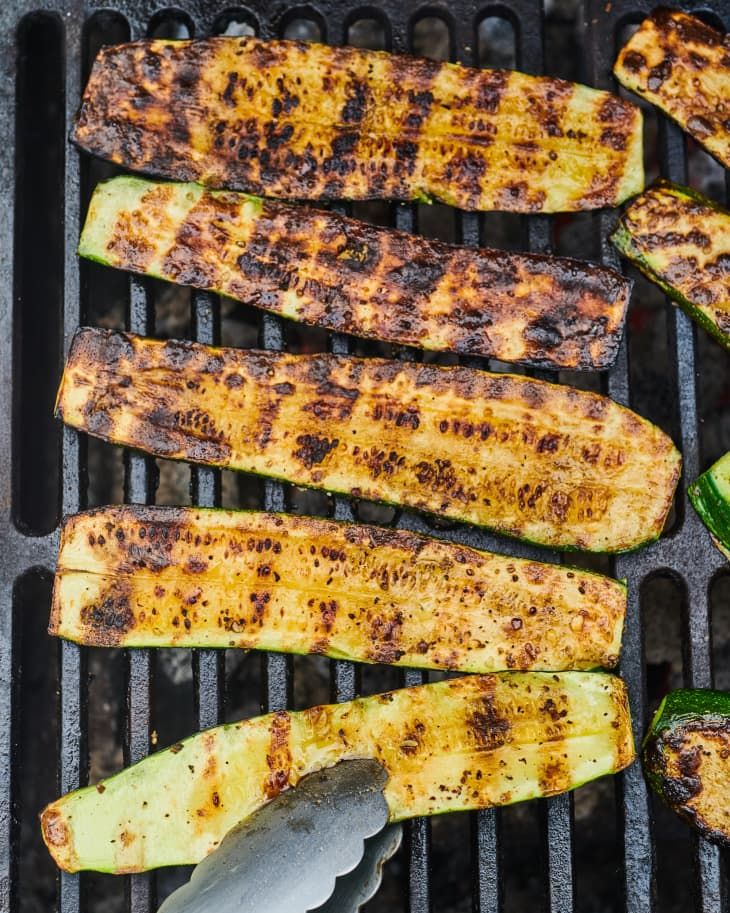 grilled zucchini and squash on the grill