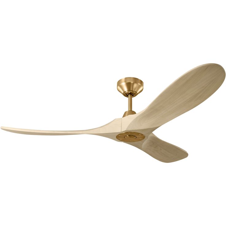 a white ceiling fan with wooden blades