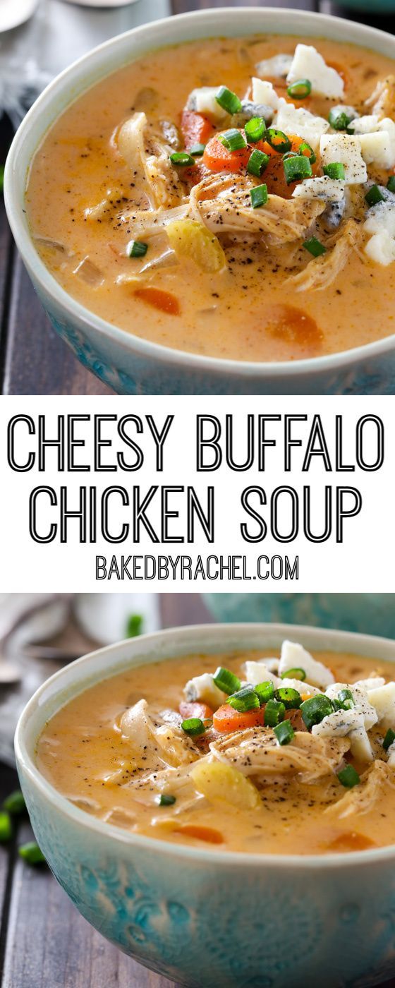 two bowls of cheesy buffalo chicken soup