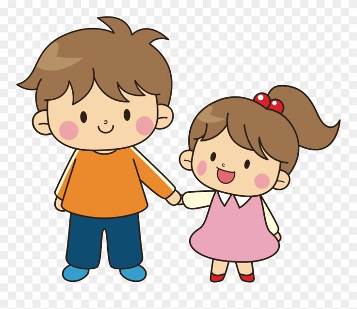 a boy and girl holding hands clipart