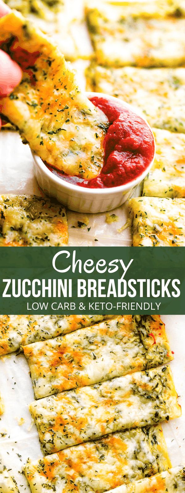 cheesy zucchini breadsticks with ketchup in a bowl