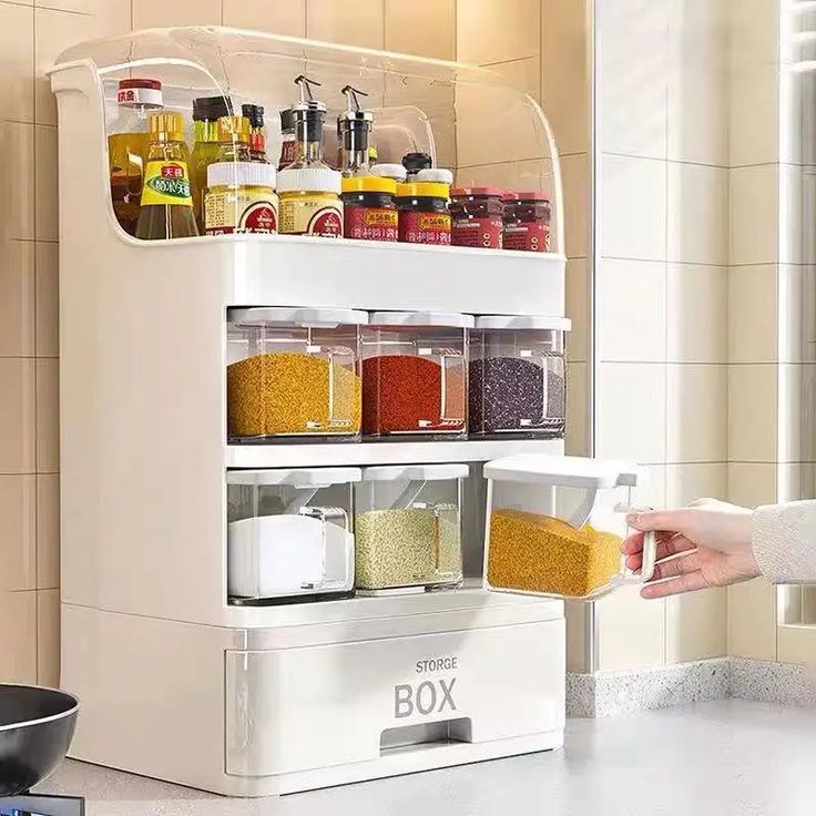 Title: Default Title Functional Kitchen Storage, Dispenser Design, Seasoning Storage, Seasoning Rack, Kitchen Spice Racks, Kitchen Storage Boxes, Accessories Organizer, Box Kitchen, Kitchen Storage Rack