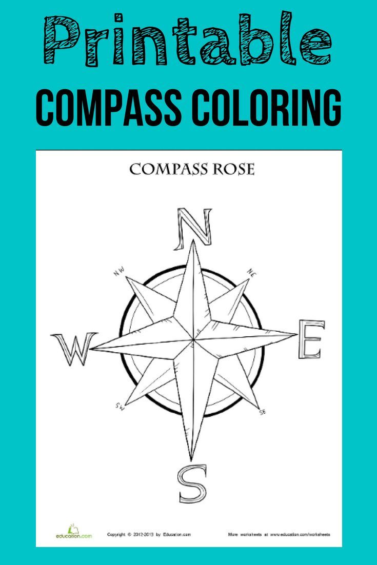 printable compass coloring book for adults and children with the words compass rose on it