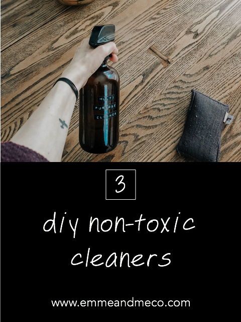 three diy non - oxic cleaners on a wooden floor with text overlay