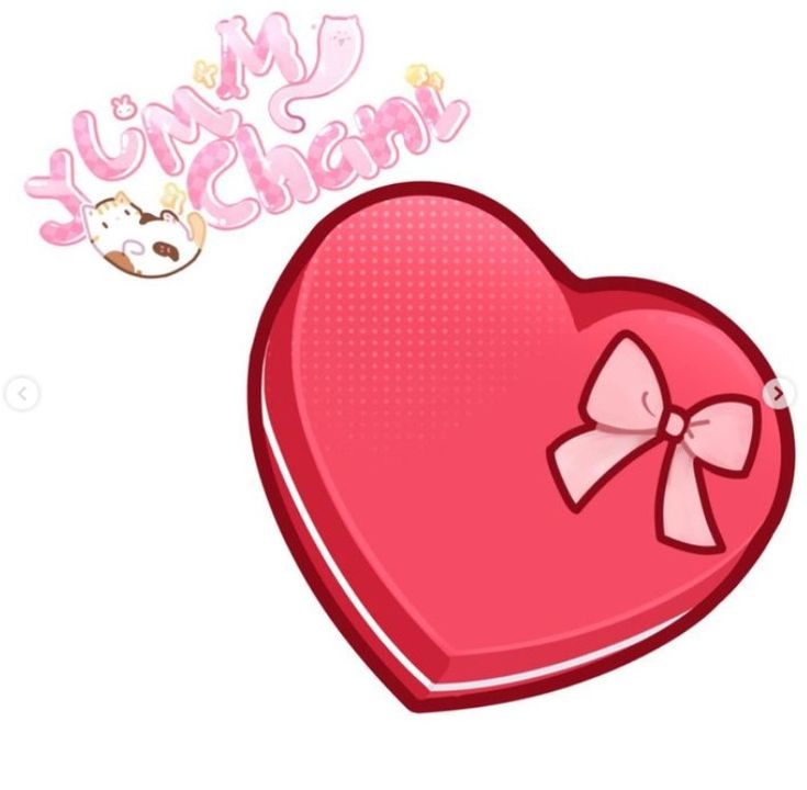 a pink heart with a bow on it and the words my tummy blam above it