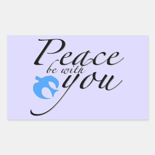 the words peace be with you on a blue background, in black and white lettering