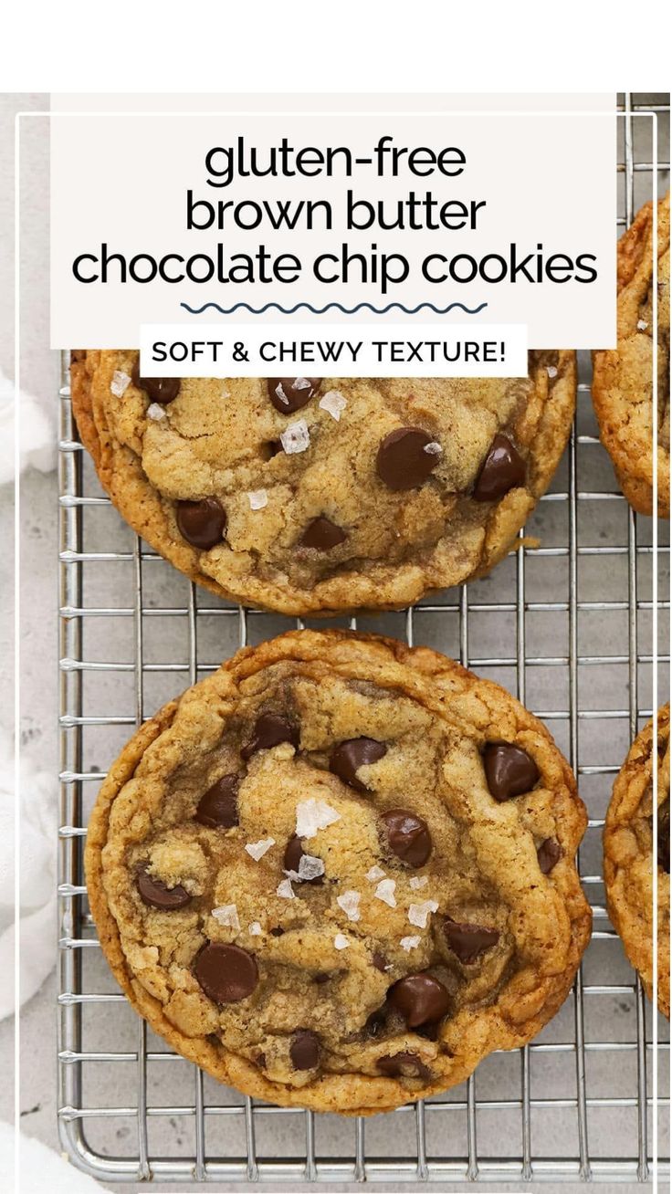 gluten free chocolate chip cookies Cookie Perfection, Chocolate Chip Cookies Soft, Gluten Free Holiday Cookies, Best Gluten Free Cookies, Cookies Best, Gluten Free Chocolate Recipes, Brown Butter Chocolate Chip, Salted Chocolate Chip Cookies, Brown Butter Chocolate Chip Cookies