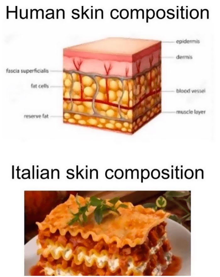 two different types of food that are labeled in the same language, including lasagna and