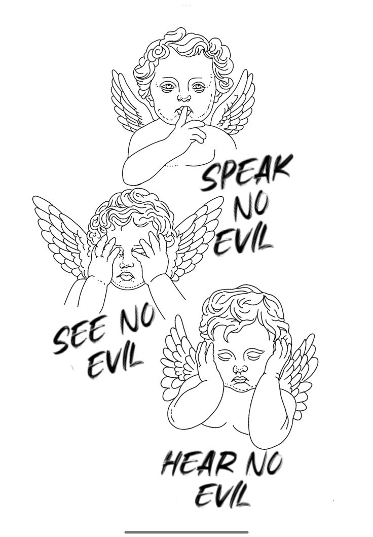 two angels with the words speak no evil and hear no evil