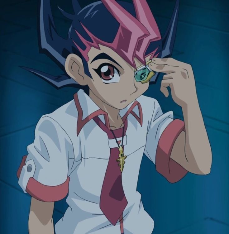 an anime character with pink hair wearing a white shirt and red tie, holding his hand up to his eye