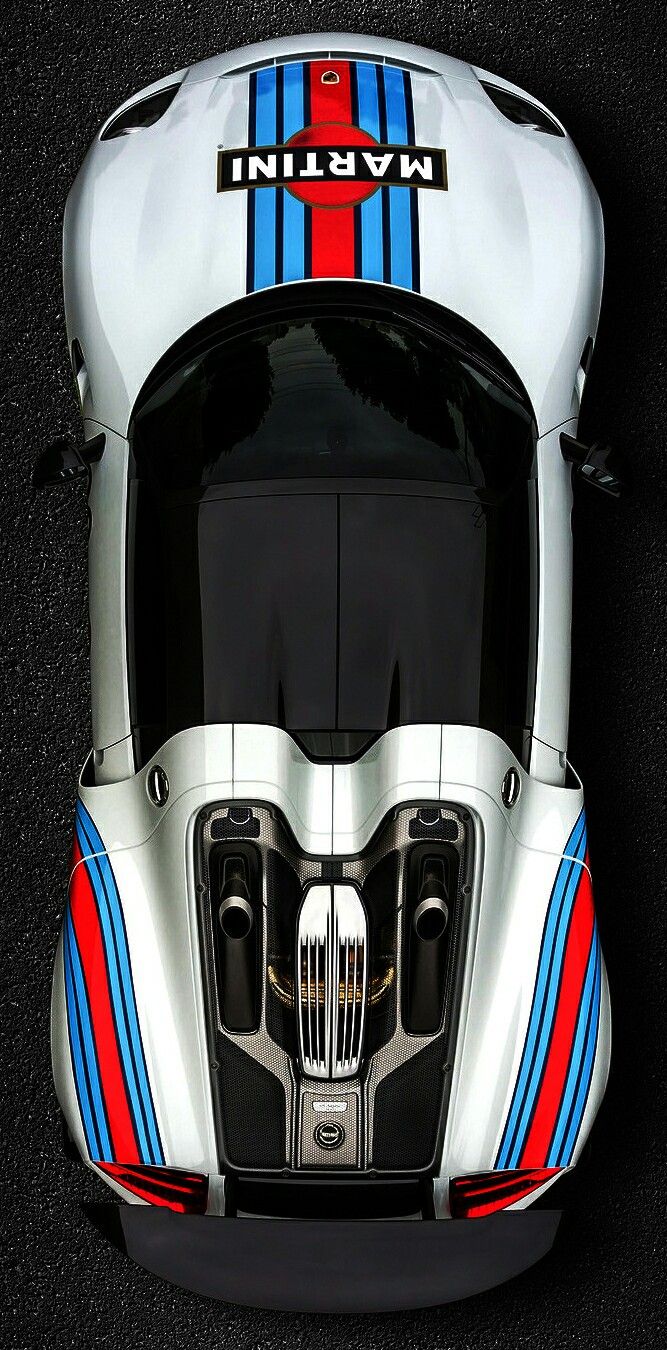 the top view of a silver truck with red, white and blue stripes