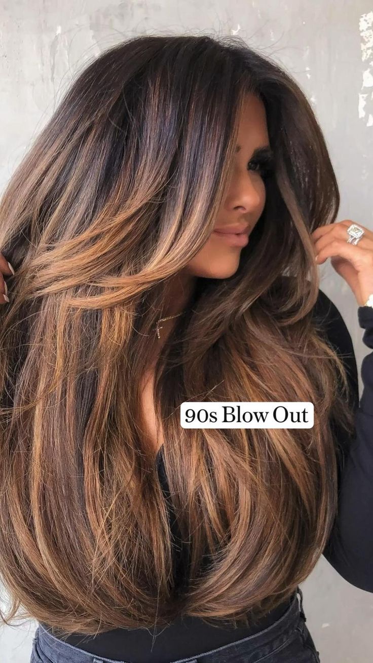 Brunette Balayge, Hair Extensions Brunette, Blow Out Hair, Color Hair Extensions, Emily Ann, Brunette Hair With Highlights, Blowout Hair, Hair Affair, Blow Out