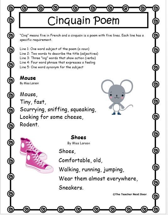 an animal poem is shown in the form of a mouse with pink shoes on it