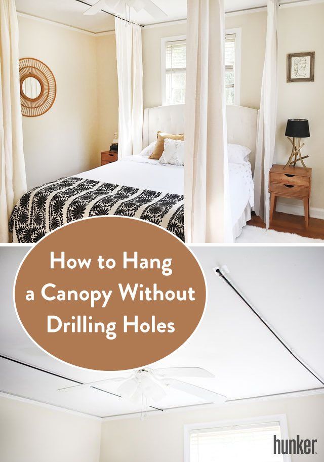 how to hang a canopy without drilling holes on the ceiling in your bedroom or bathroom