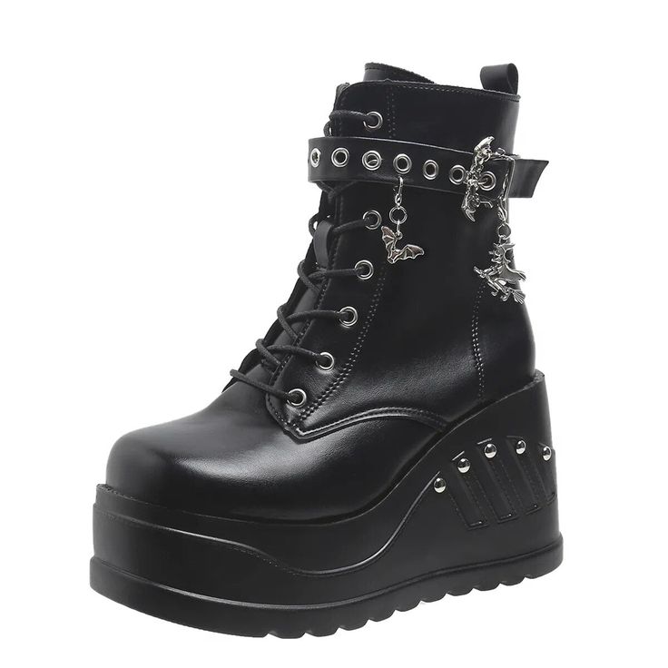 Gothic Punk Platform Boots, Knee High, High Chunky Platform Boots, Riding Boots, Long Boots, Zipper Boots. Biker Boots. Looking to make a fashion statement? Then you can't go wrong with these awesome gothic, punk, platform boots. Chunky wedge heels are no problem with these super soft comfortable boots you will feel like you are floating on air and they are surprisingly easy to walk in. Standing or walking for long periods is not an issue either. Great if you are on your feet all day. Apart from Goth Platforms, Art Notes, Casual Goth, Goth Boots, Platform Boots Chunky, Gothic Shoes, Buy Boots, Boots For Short Women, Orthopedic Shoes