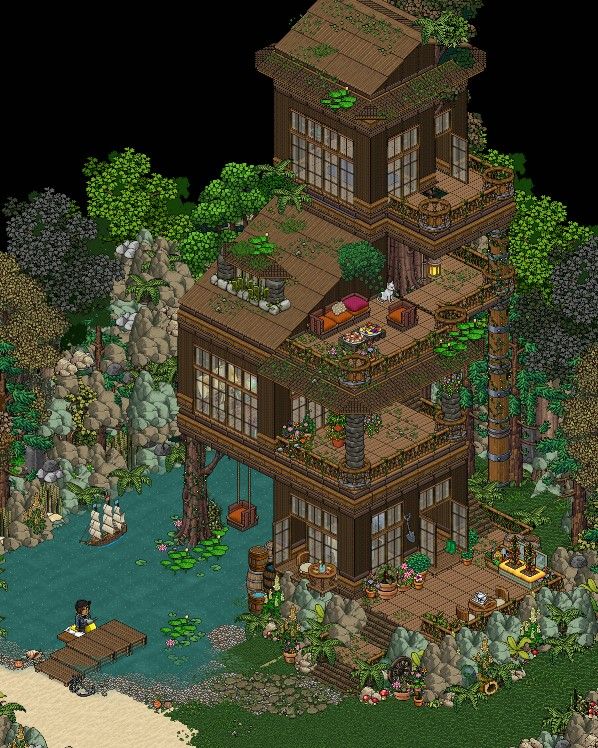 Habbo Hotel, Pixel Art Landscape, Minecraft Images, Minecraft House Plans, Minecraft Room, Cute Minecraft Houses, Cabin Art, Minecraft Construction, Minecraft Decorations