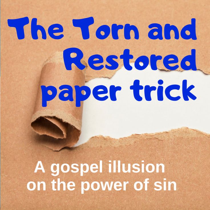 the torn and restored paper trick is on the power of sin, with text below it