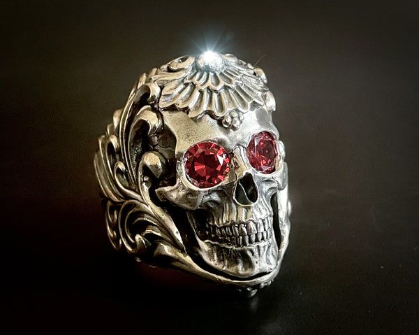 Floral Armor, Star Skull, Realistic Skull, Stone Angel, Bold Statement Jewelry, Silver Ring Band, Exotic Jewelry, Mens Silver Jewelry, Heavy Metal Rock