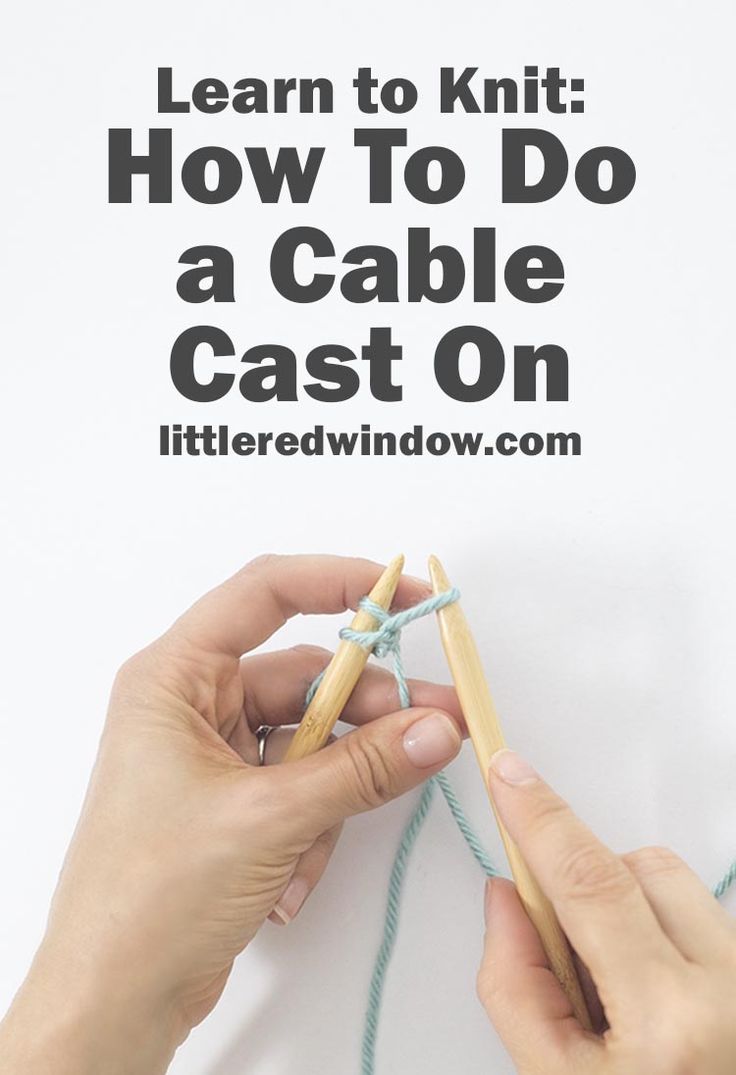 someone is knitting yarn with the words learn to knit how to do a cable cast on